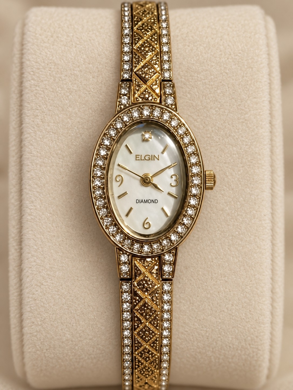 Elgin Women's Gold-Tone Diamond Accent Oval Watch - Gold